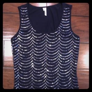 Navy blue sequin top sz small